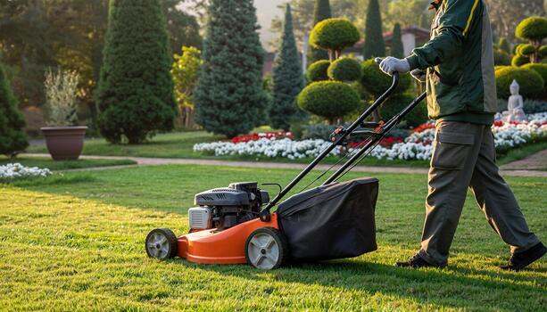 Manicured estate lawn with structured perimeter plantings